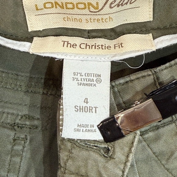 LONDONJEAN Chino Stretch Christie Fit Boot Cut Olive Green Khaki Size 4P - Picture 8 of 9